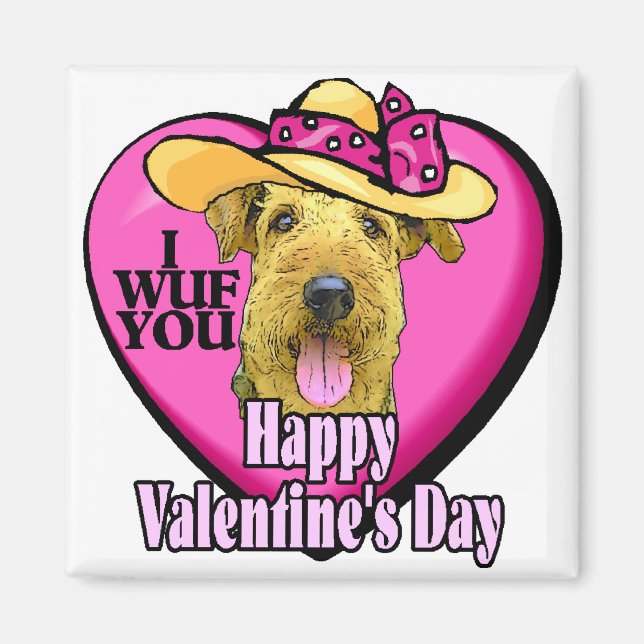 Aimant Airedale Terrier Valentines Cadeaux (Devant)