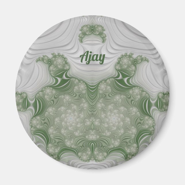 Aimant AJAY ~ Blanc et Vert ~ Design Époustouflant  Magne (Devant)