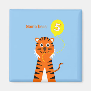 Aimant Ajouter un nom mignon tiger de 5ème anniversaire