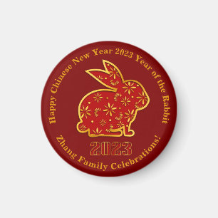 Aimant Ajouter un nom Nouvel An Chinois 2023 Rabbit Gold