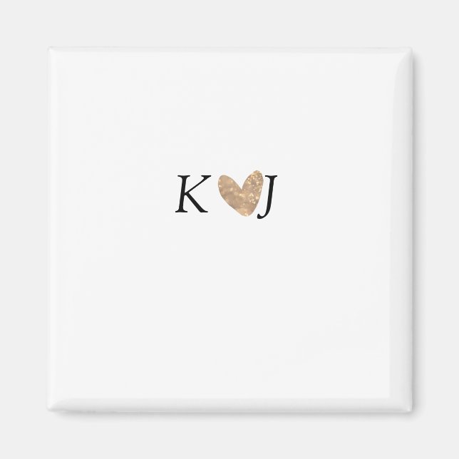 Aimant Ajouter une lettre de nom mariage or coeur parties (Devant)