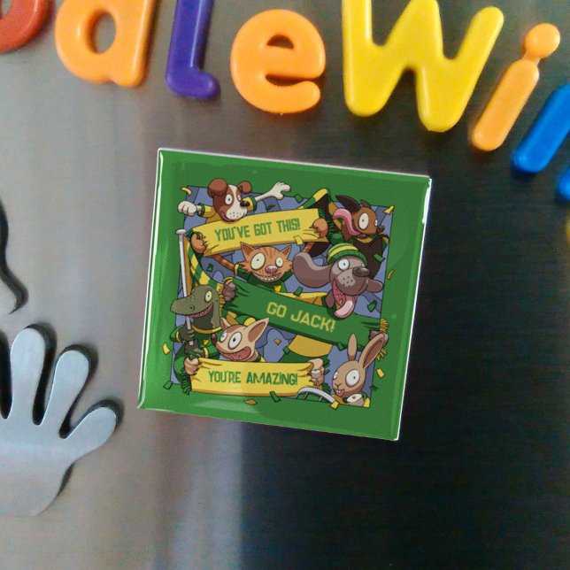 Aimant Ajouter Votre Nom Motivational Animal Fans Cartoon (Créateur téléchargé)