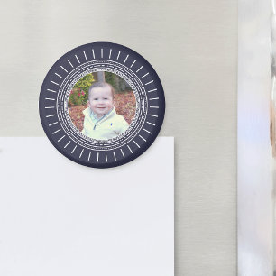 Aimant Ajouter votre photo   Marine moderne bleu & blanc