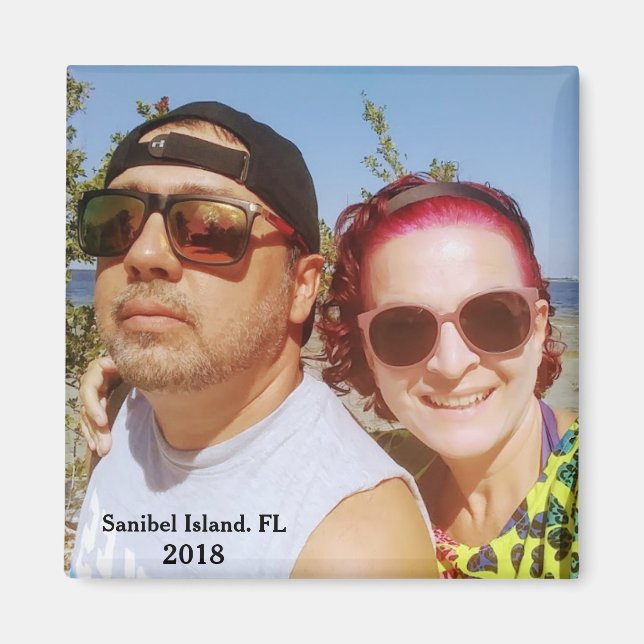Aimant Ajouter Votre Photo Voyage Destination Couple Cute (Devant)