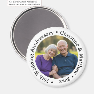 Aimant Ajoutez votre propre photo de couple 70e anniversa
