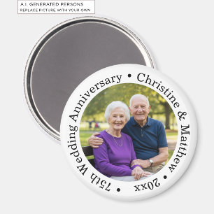 Aimant Ajoutez votre propre photo de couple 75e anniversa