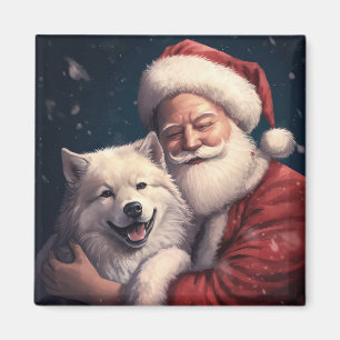 Aimant Akita avec le Père Noël Fête de Noël