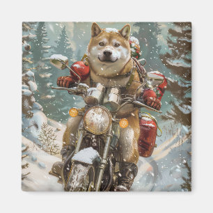 Aimant Akita Chien équitation moto Noël
