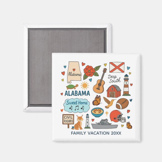Aimant Alabama Family Trip Keepsake Personalized (Recto/Verso)