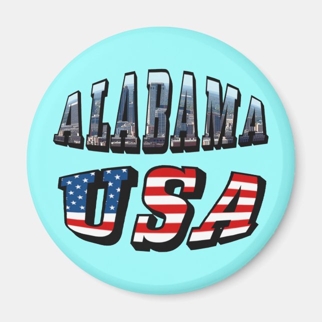 Aimant Alabama Picture and USA Flag Font (Devant)