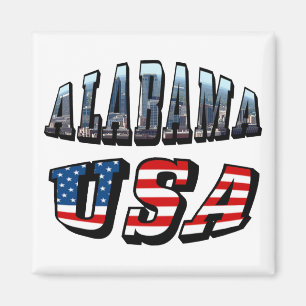 Aimant Alabama Picture and USA Flag Font