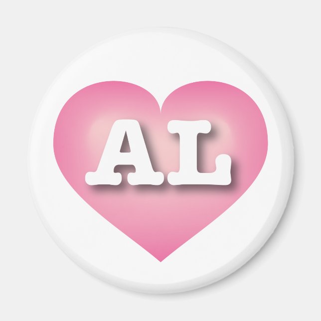 Aimant Alabama Pink Fade Heart - J'aime AL (Devant)