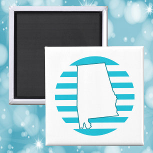 Aimant Alabama State Outline Retro Circle bleu