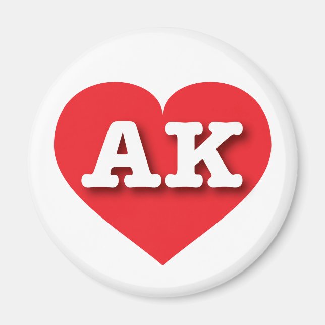 Aimant Alaska Red Heart - J'aime AK (Devant)