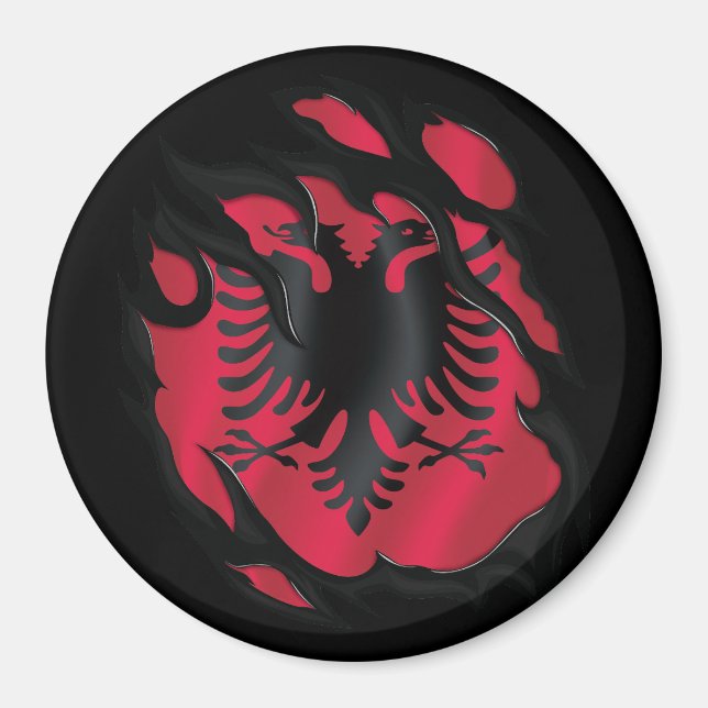 Aimant Albanie Drapeau déchiré (Devant)