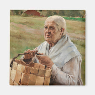 Aimant Albert Edelfeel - Vieille femme avec panier à pinc