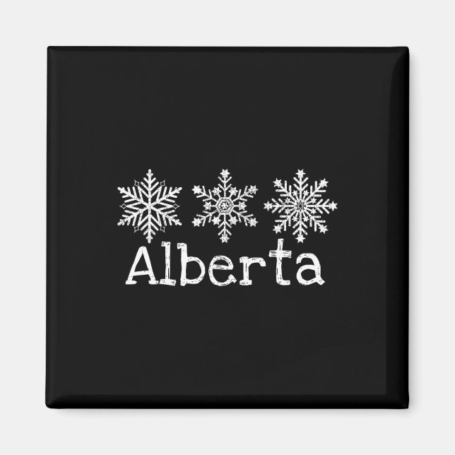 Aimant Alberta Canada Ski Ski Ski Snowflakes hiver (Devant)