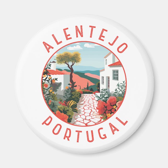 Aimant Alentejo Portugal Cercle retro en détresse (Devant)