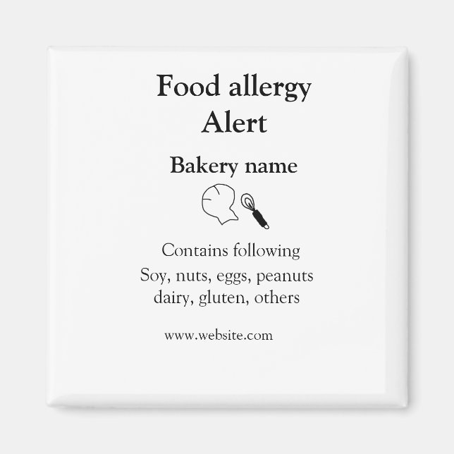 Aimant Alerte d'allergie alimentaire ajouter le nom texte (Devant)