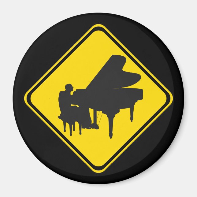 Aimant Alerte : Joueur de piano à l'avant ! (Devant)