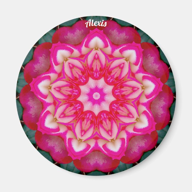 Aimant ALEXIS ~ Rose miniature personnalisé Fractal ~ (Devant)