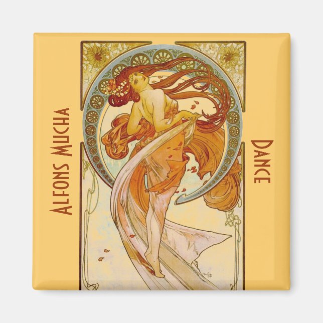 Aimant Alfons Mucha Danse Vintage Imprimer Magazine (Devant)