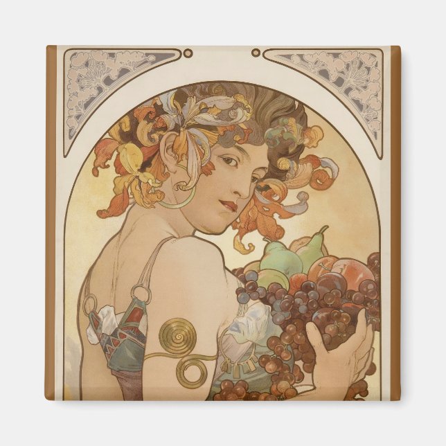 Aimant Alfons Mucha - Fruits (Devant)
