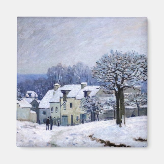 Aimant Alfred Sisley - Place Chenil à Marly, Effet Neige (Devant)