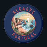 Aimant Algarve Portugal Cercle en détresse rétrograde<br><div class="desc">Design d'art vectoriel de l'Algarve. L'Algarve,  la région la plus méridionale du Portugal,  est connue pour ses plages de l'Atlantique et ses stations de golf.</div>
