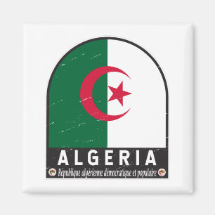 Aimant Algeria Flag Emblem Distressed Vintage
