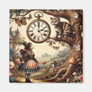 Aimant Alice et Chat du Cheshire : Fantaisie merveilleuse