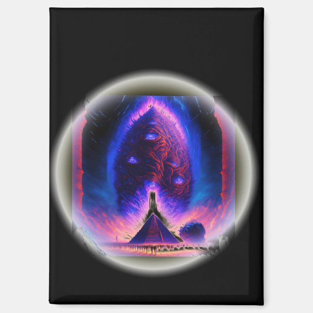 Aimant Alien Cocoon Hovers Au-Dessus De Pyramide Crowd Wa (Recto)