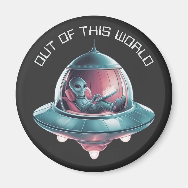 Aimant Alien drôle en OVNI (Devant)