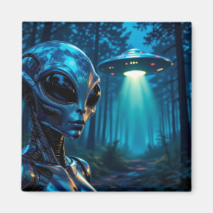 Aimant Alien et OVNI hyper réaliste dans la forêt