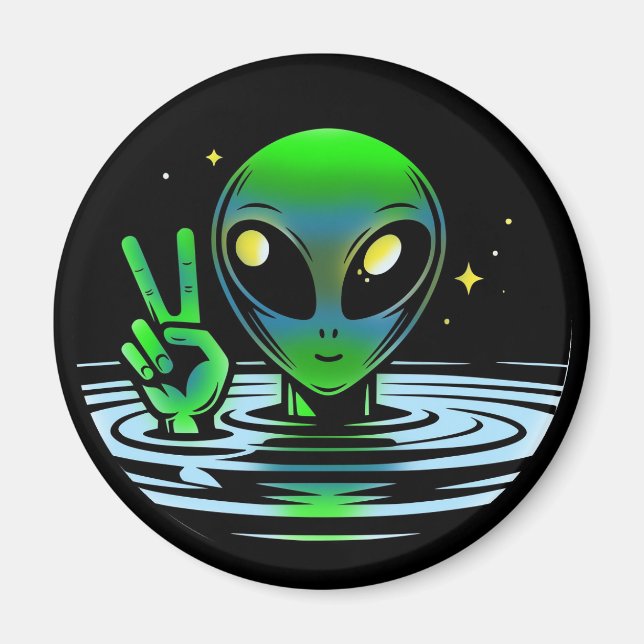 Aimant Alien extraterrestre faisant un signe de paix  (Devant)