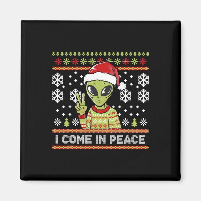 Aimant Alien Funny Noël Je Viens En Paix (Devant)