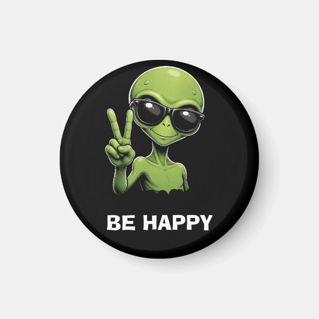 Aimant Alien mignon avec deux doigts levés (Devant)