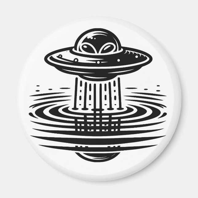 Aimant Alien noir et blanc en OVNI Ai art (Devant)