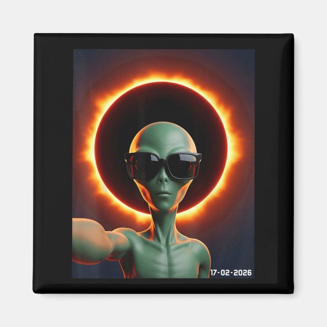 Aimant Alien prenant un selfie avec l'éclipse solaire 202 (Devant)