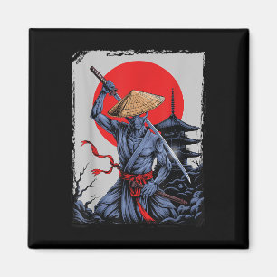 Aimant Alien Samurai Ufo Vintage japonais Ukiyo-e