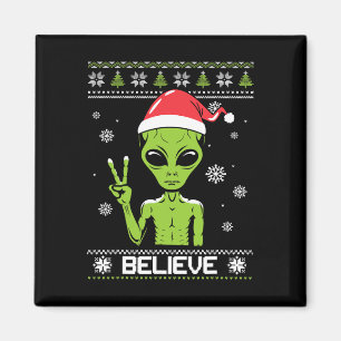 Aimant Alien Sweater de Noël Croyez Funny Xmas Alien S