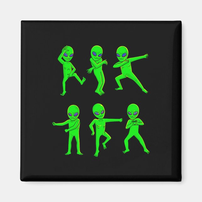 Aimant Aliens dansants Halloween Vert Alien Danse Enfants (Devant)