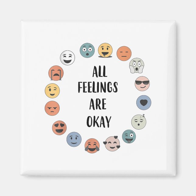 Aimant All Feelings Are Okay School Teacher Psychologist  (Devant)
