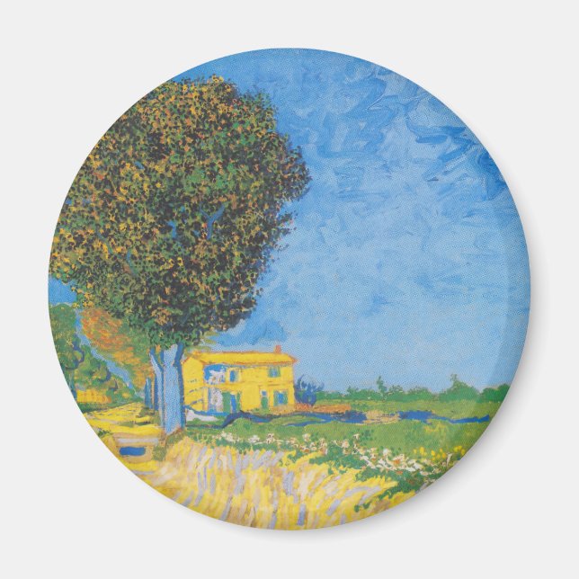 Aimant Allée ensoleillée vibrante et Maison jaune de Van  (Devant)