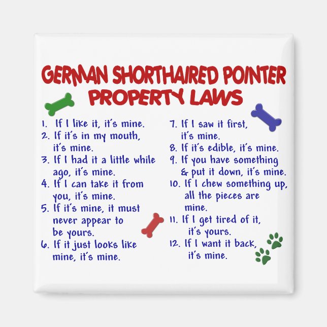 Aimant ALLEMAND SHORTHAIRED POINTER Property Laws 2 (Devant)