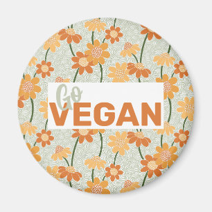 Aimant Allez Vegan ! Joli rétro muté fleurs des années 19
