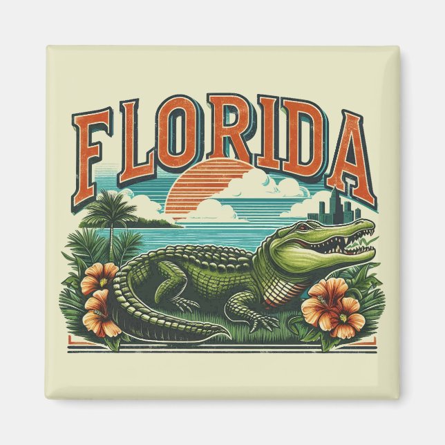 Aimant Alligator de Floride rétro (Devant)