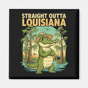 Aimant Alligator de Louisiane drôle Rétro Faune Voyage Ba