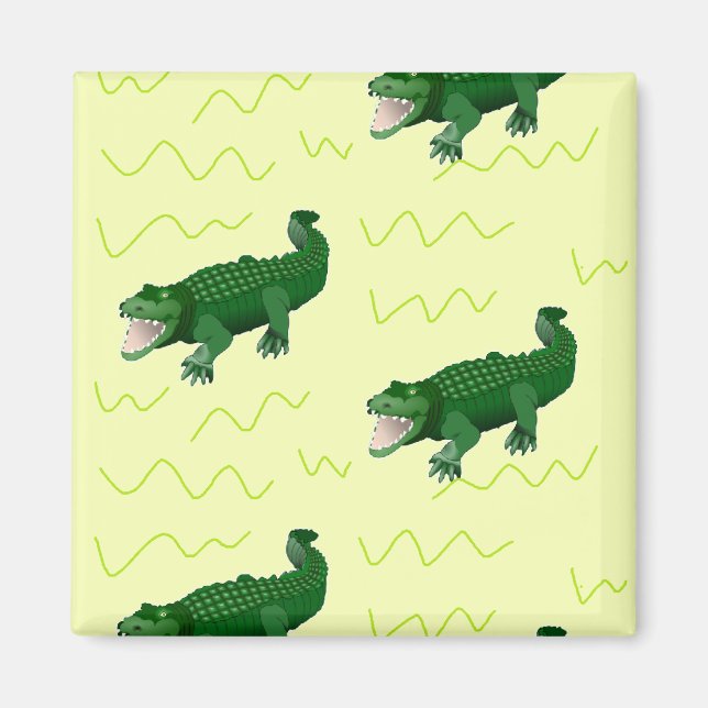 Aimant Alligator sur jaune (Devant)