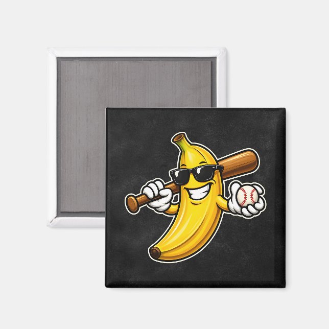 Aimant Allons Bananes Baseball Rétro Banane Drôle (Recto/Verso)